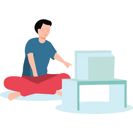 Homem assistindo tv  Ilustração