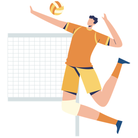 Ataque de homem no voleibol  Ilustração