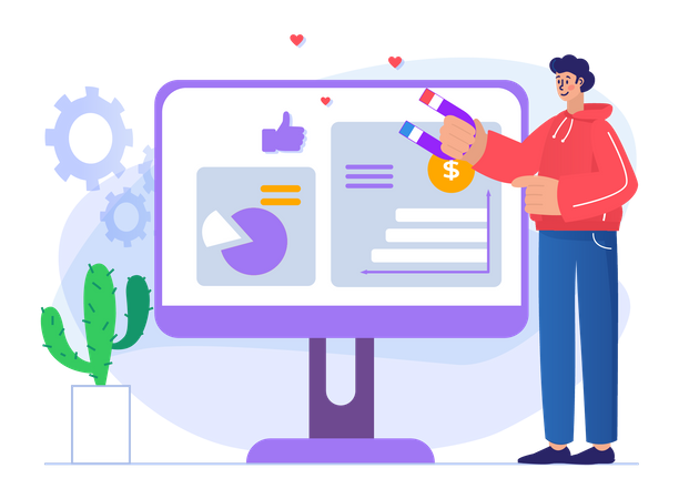 Homem atraindo clientes on-line  Illustration