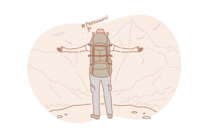 Homem aventureiro com mochila  Ilustração