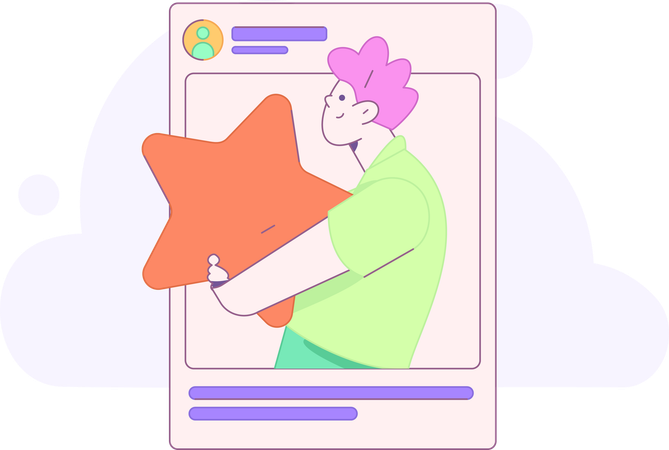 Homem conversa on-line através das redes sociais  Ilustração