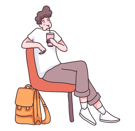 Homem tomando café  Ilustração