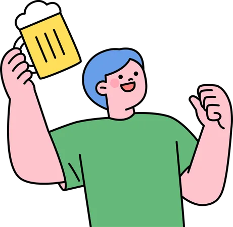 Homem bebendo cerveja  Ilustração