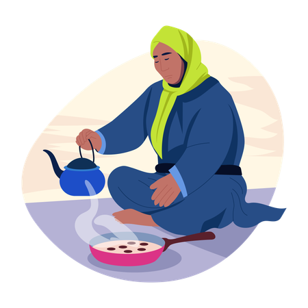 Homem bebendo chá de berberis  Ilustração
