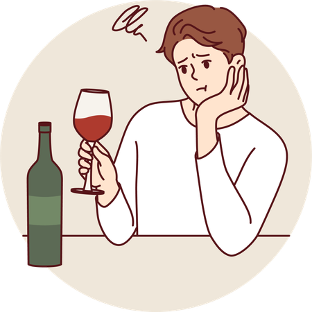 Homem bebendo vinho  Ilustração