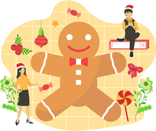 Boneco de gengibre de natal  Ilustração