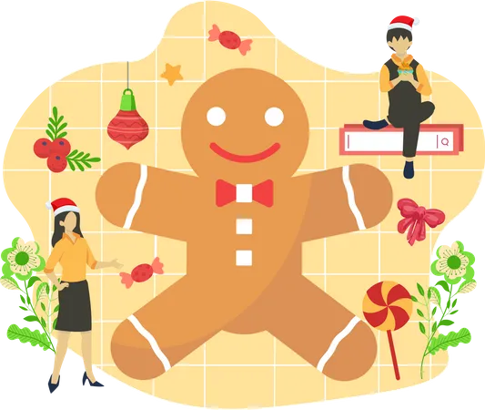 Boneco de gengibre de natal  Ilustração