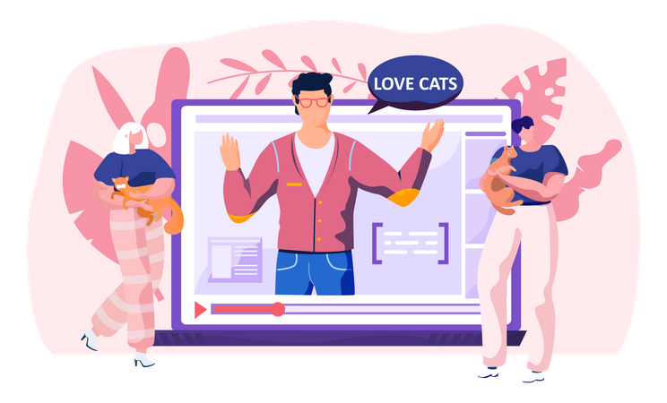 Homem blogando fala sobre animais  Ilustração