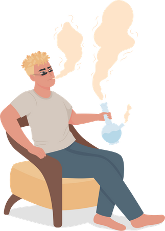 Homem fumando cachimbo de vidro  Ilustração