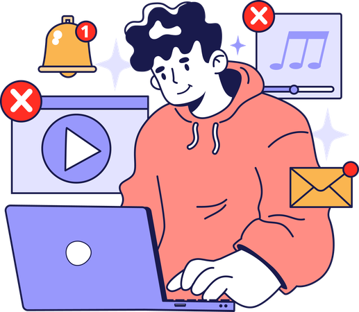 Homem cancelar assinatura de canal de comércio eletrônico  Ilustração