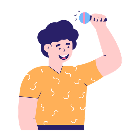 Homem cantando canção  Ilustração