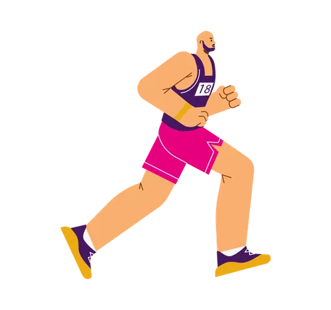 Homem careca em roupa esportiva fazendo corrida  Ilustração