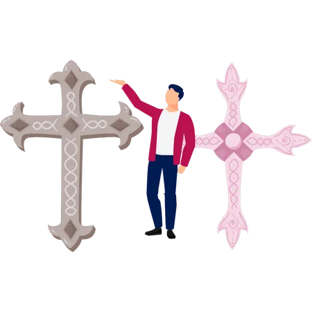 Homem carregando a cruz de Jesus  Ilustração
