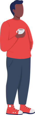 Homem casual com uma xícara de café  Ilustração