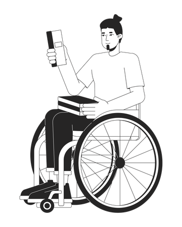 Estudante caucasiano com deficiência  Ilustração