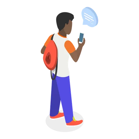 Bate-papo masculino no celular  Ilustração