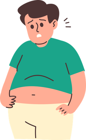 Homem choca com barriga grande  Ilustração