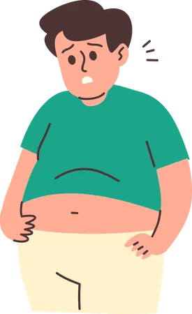 Homem choca com barriga grande  Ilustração