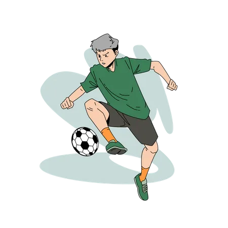 Homem chutando futebol  Ilustração