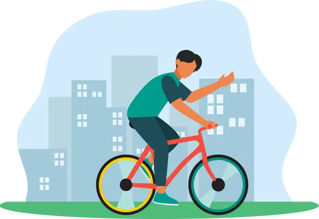 Homem andando de bicicleta  Ilustração