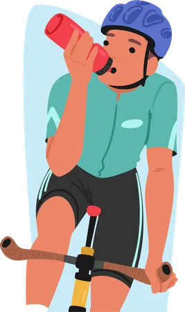 Ciclista masculino bebendo água  Ilustração