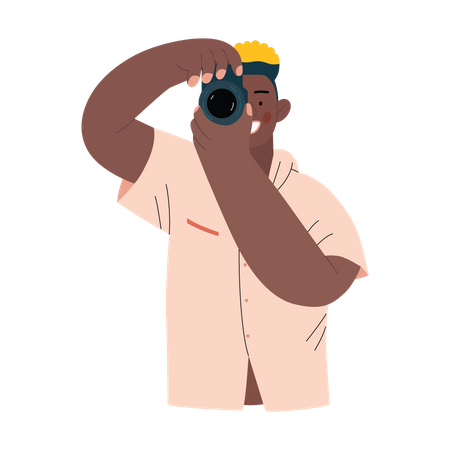 Homem clicando na foto usando a câmera  Illustration
