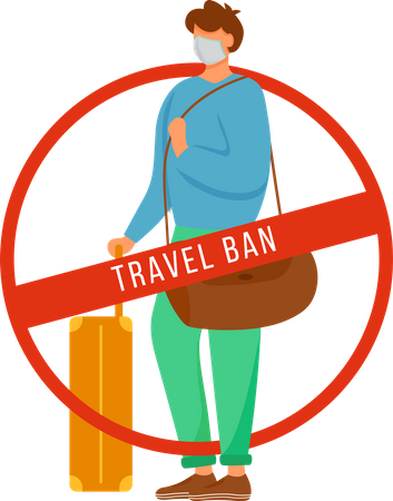 Homem com bagagem e evitar transporte público  Ilustração