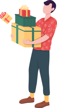 Homem com caixas de presente  Ilustração