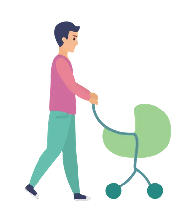 Homem com carrinho de bebê  Ilustração