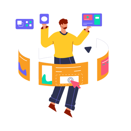 Homem com coleta de dados  Ilustração