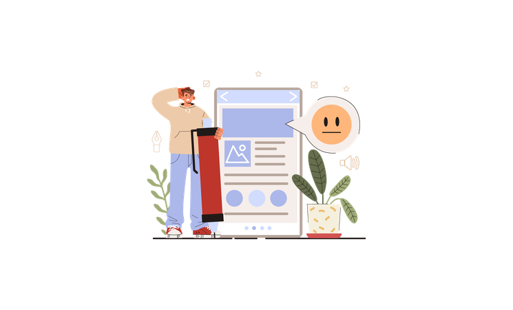 Homem com conteúdo sem emoção  Illustration