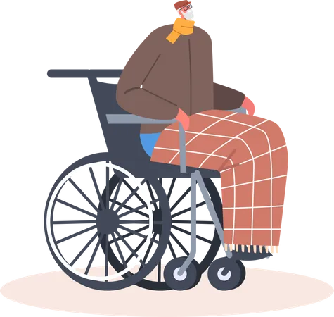 Homem com deficiência em cadeira de rodas  Ilustração