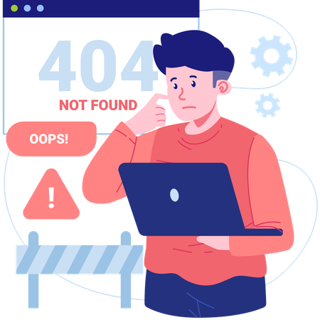 Homem com erro 404 não encontrado  Ilustração