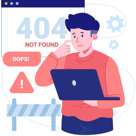 Homem com erro 404 não encontrado  Ilustração
