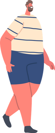Homem com excesso de peso correndo para perder peso  Ilustração
