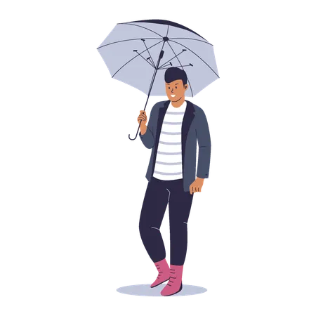 Homem com guarda-chuva  Ilustração