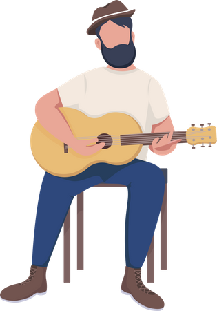 Homem com guitarra  Ilustração