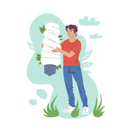 Homem com ideia ecológica  Ilustração