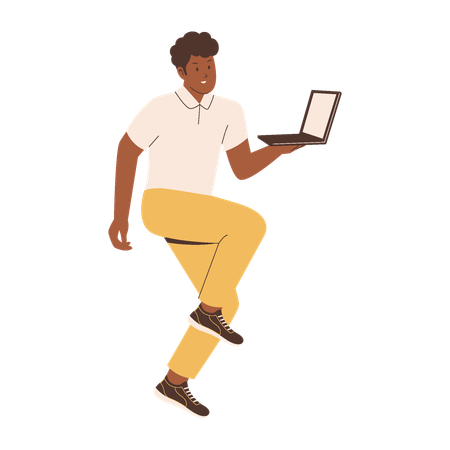 Homem com laptop  Ilustração