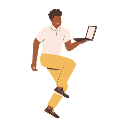 Homem com laptop  Ilustração