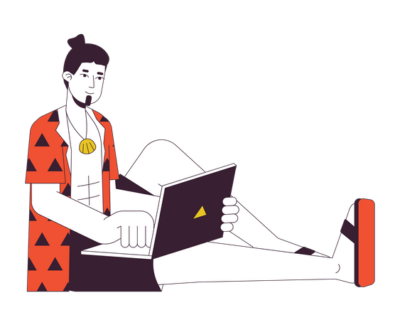 Homem com laptop  Ilustração