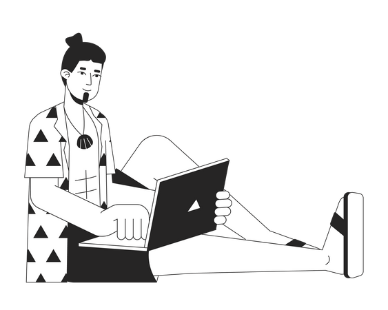 Homem com laptop  Ilustração