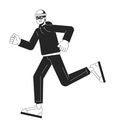Homem mascarado correndo  Ilustração
