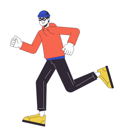 Homem mascarado correndo  Ilustração