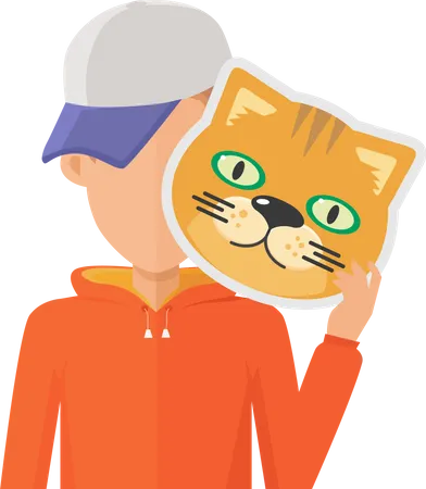 Homem com máscara de gato  Ilustração