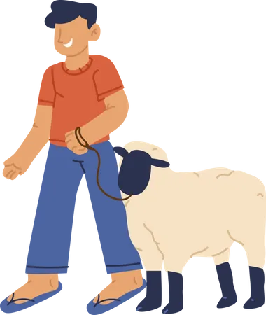 Homem com ovelhas  Ilustração