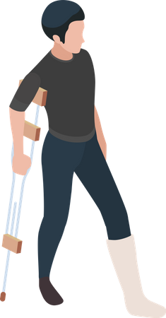 Homem com perna fraturada  Ilustração