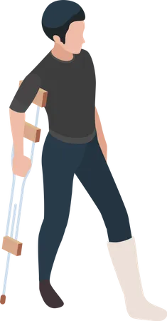 Homem com perna fraturada  Ilustração