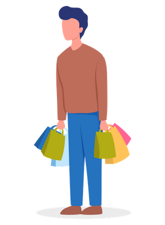 Homem com sacolas de compras  Ilustração