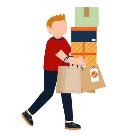 Homem com sacolas de compras  Ilustração